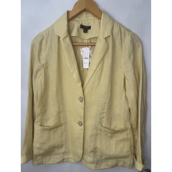 J. Crew Blazer Unstructured Parke 100% Linen Jacket Pale Yellow Women Size 6 NWT - Picture 3 of 10
